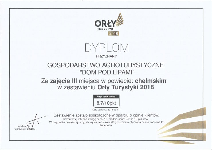 Dyplom Orły Turystyki